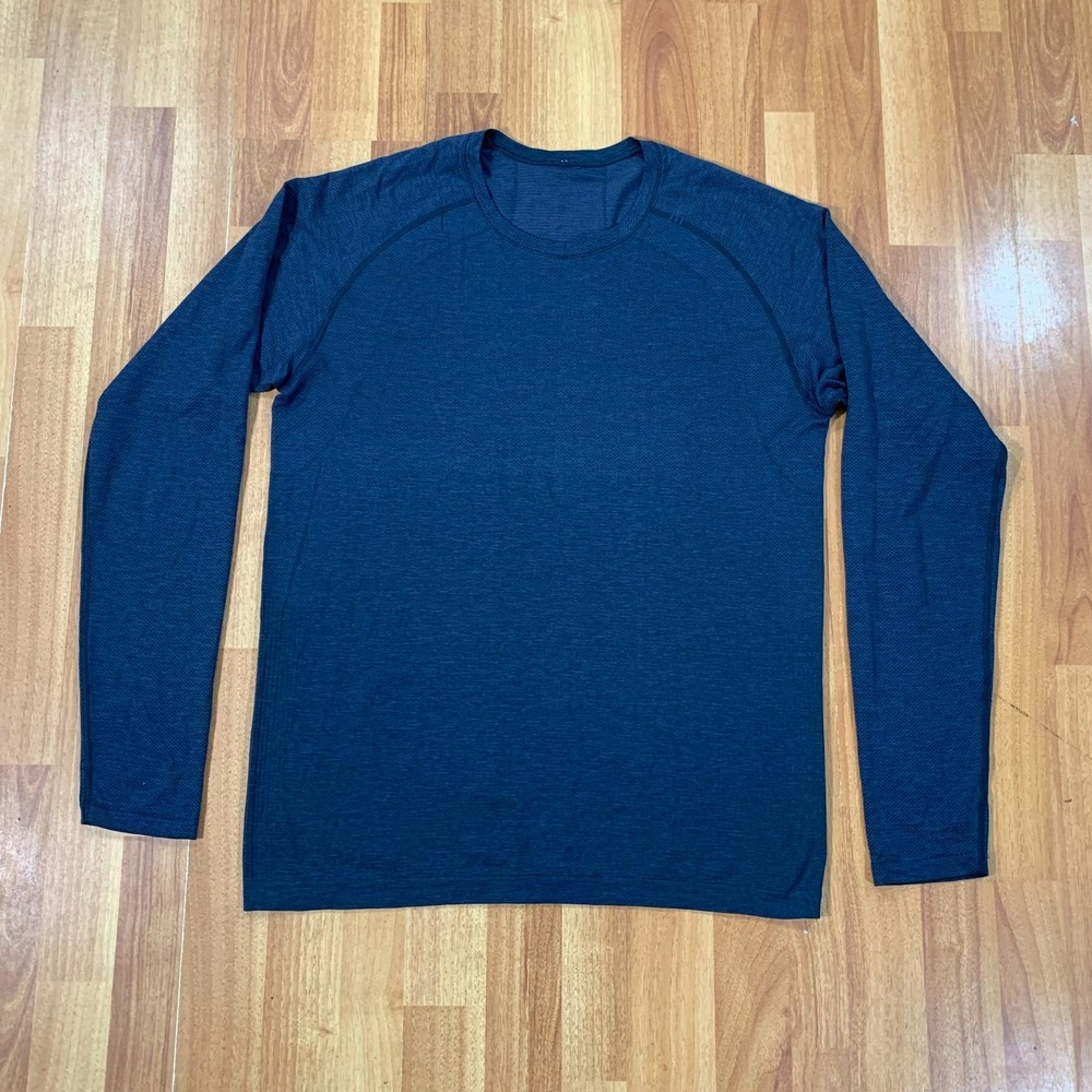 Lululemon Shirt Mens Large Blue Workout Active Long Sleeve Tee